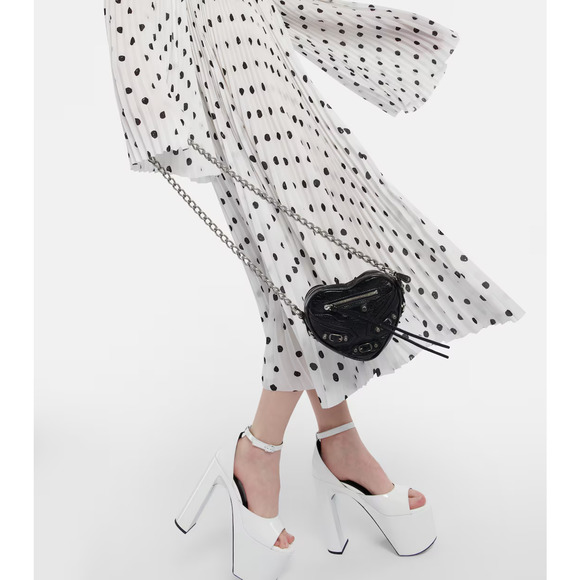 NWT Balenciaga Garde-Robe Dress FR 38 US 6 White Polka Dot Crepe Pleated $5,550 - Picture 4 of 15